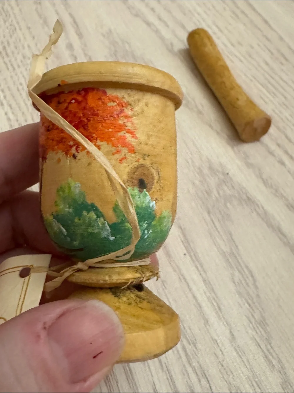 Boho Hand-Turned Mini Wood Mortar & Pestle Tropical Decor